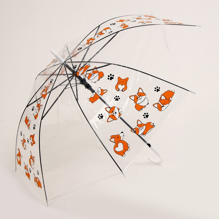 Зонт детский «Корги» полуавтомат, прозрачный, d=90см - фото 1906345922