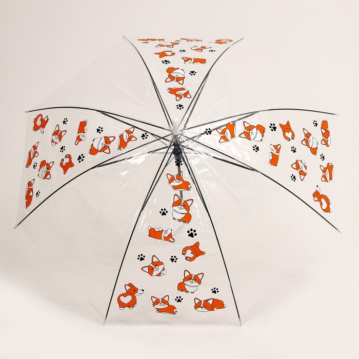 Зонт детский «Корги» полуавтомат, прозрачный, d=90см - фото 1906345923