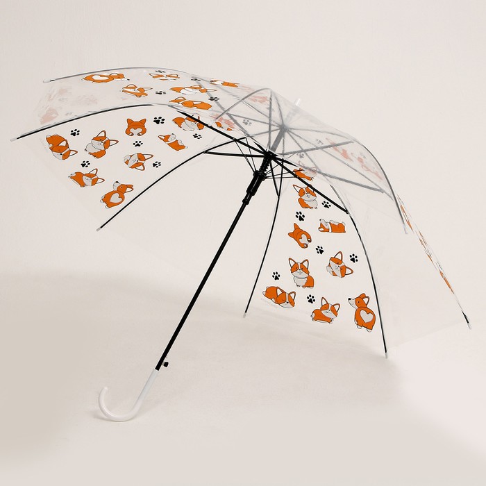 Зонт детский «Корги» полуавтомат, прозрачный, d=90см - фото 1906345924