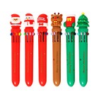 Ручка шариковая автоматическая 10-ти цветная, стержень 0,7мм, Новый год МИКС - Фото 1