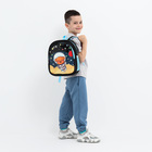 Рюкзак детский на молнии, «Выбражулька», 3 наружных кармана, цвет чёрный/голубой - фото 10909659