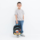 Рюкзак детский на молнии, 3 наружных кармана, цвет чёрный/голубой - фото 9536240