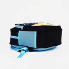 Рюкзак детский на молнии, 3 наружных кармана, цвет чёрный/голубой - фото 9897215