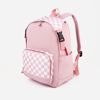 Рюкзак школьный из текстиля, 5 карманов, цвет розовый