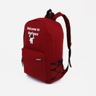 Рюкзак школьный из текстиля на молнии, 3 кармана, цвет бордовый - фото 108916504