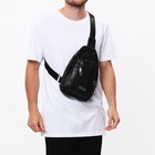 Сумка-слинг мужская, искусственная кожа, отверстие для наушников, цвет чёрный - фото 22513428