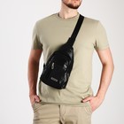 Сумка-слинг мужская, искусственная кожа, отверстие для наушников, цвет чёрный - фото 23445291