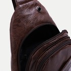 Сумка слинг мужская, искусственная кожа, отверстие для наушников, цвет коричневый - Фото 6