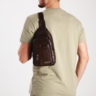 Рюкзак-слинг на молнии, 2 наружных кармана, цвет коричневый - фото 3083456