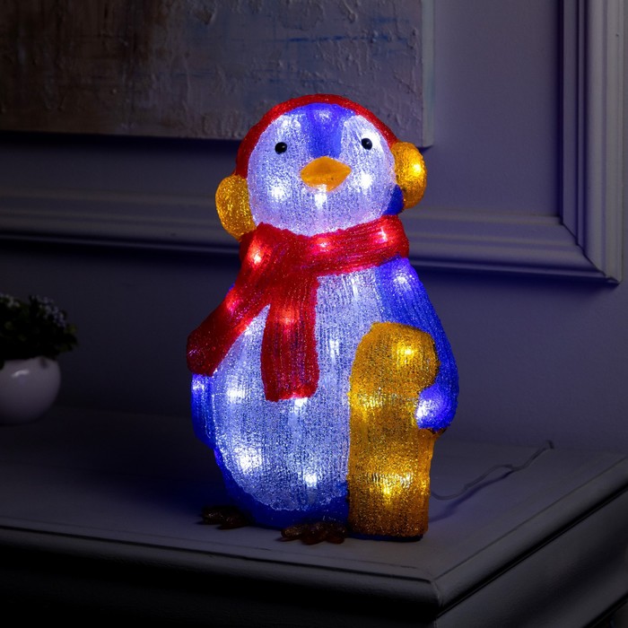 Светодиодная фигура «Пингвин» 23 × 31 × 16 см, акрил, 50 LED, 220 В, свечение белое - фото 1907793720