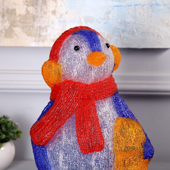 Светодиодная фигура «Пингвин» 23 × 31 × 16 см, акрил, 50 LED, 220 В, свечение белое - фото 1907793722