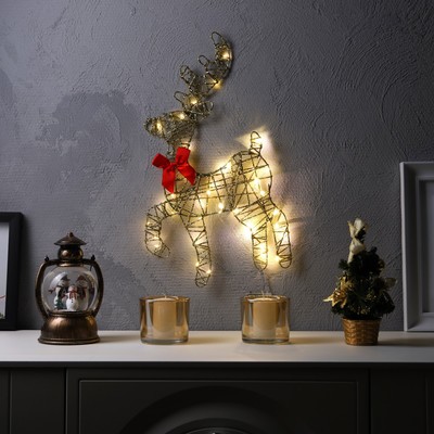 Светодиодная фигура «Олень» 28×47.5 см, металл, от батареек ААх3, свечение тёплое белое