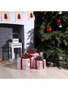 Светодиодная фигура «Цветные подарки» 15, 20, 25 см, текстиль, металл, 220 В, свечение мульти 9609091