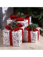 Светодиодная фигура «Цветные подарки» 15, 20, 25 см, текстиль, металл, 220 В, свечение мульти 9609091