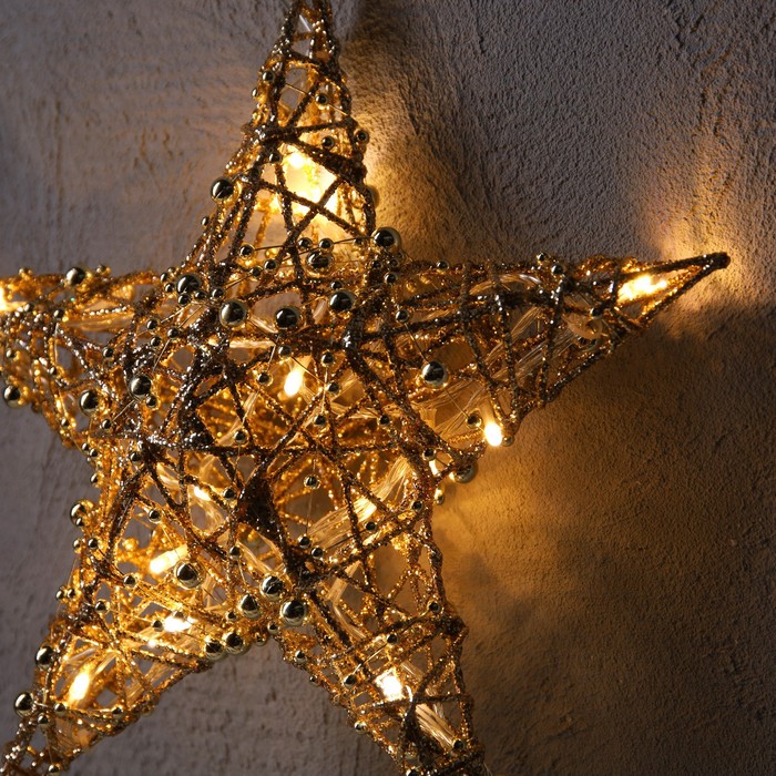 Светодиодная фигура «Звезда с бусинами» 30 см, металл, 220 В, свечение тёплое белое - фото 1907793793