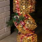 Светодиодная фигура «Башня из подарков» 15.5 × 80 × 15.5 см, металл, текстиль, 220 В, свечение тёплое белое - Фото 3