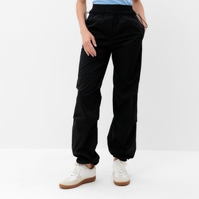 Брюки женские карго прямые MINAKU: Casual Collection, чёрные, размер 48