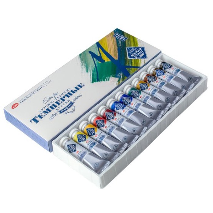 Краски темперные в тубах, набор 12 цветов х 18 мл, ЗХК "Мастер Класс", 16412095 - Фото 1