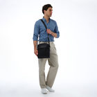 Сумка мужская через плечо TEXTURA, на молнии 2 наружных кармана, 25×6×28 см, чёрная - Фото 8