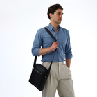 Сумка мужская через плечо TEXTURA, на молнии 2 наружных кармана, 25×6×28 см, чёрная - Фото 2