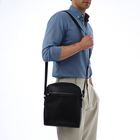 Сумка мужская через плечо TEXTURA, на молнии 2 наружных кармана, 25×6×28 см, чёрная - Фото 9