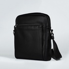 Сумка мужская через плечо TEXTURA, на молнии 2 наружных кармана, 25×6×28 см, чёрная - Фото 4