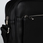 Сумка мужская через плечо TEXTURA, на молнии 2 наружных кармана, 25×6×28 см, чёрная - Фото 6