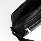 Сумка мужская через плечо TEXTURA, на молнии 2 наружных кармана, 25×6×28 см, чёрная - Фото 7