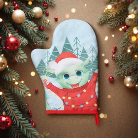 Варежка-прихватка «Доляна. Счастливый дракон», 20?28 см, 35% хлопок, 65% п/э, ватин 250 г/м? (комплект 2 шт)