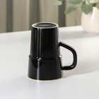 Кружка керамическая с крышкой и ложкой Vintage, 350 мл, цвет чёрный - Фото 4