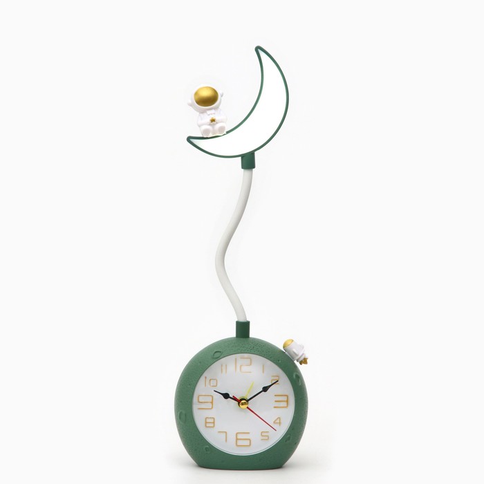 Часы - будильник с подсветкой "Полумесяц" детские, 2 режима, циферблат d-9 см, 9.8 х 31.5 см - Фото 1