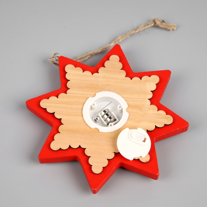 Ёлочная игрушка «Звезда с щелкунчиком», от батареек, свечение тёплое белое - фото 1909256633