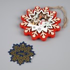 Ёлочная игрушка «Снежинка со снеговиком», 10×10 см, 1 LED, от батареек, свечение тёплое белое - Фото 3