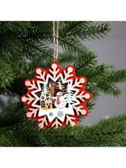 Ёлочная игрушка «Снежинка со снеговиком», 10×10 см, 1 LED, от батареек, свечение тёплое белое - Фото 5