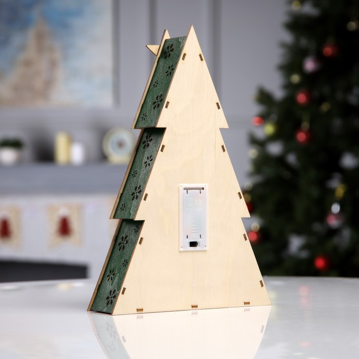 Светодиодная фигура «Олень с подарками» 20 × 30 × 5.5 см, дерево, батарейки AAAх2 (не в комплекте), свечение тёплое белое - фото 1907794589