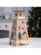 Светодиодная фигура «Снеговик в лесу» 13.5×19×13.5 см, дерево, батарейки LR1130×3, свечение тёплое белое - фото 119635089