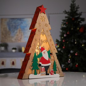 Светодиодная фигура «Дед Мороз» 29.5 × 45 × 7 см, дерево, батарейки AAAх2 (не в комплекте), свечение тёплое белое
