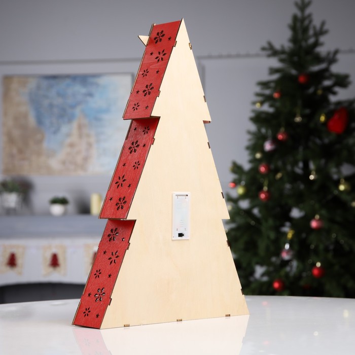 Светодиодная фигура «Дед Мороз» 29.5 × 45 × 7 см, дерево, батарейки AAAх2 (не в комплекте), свечение тёплое белое - фото 1907794607