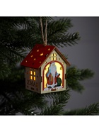 Ёлочная игрушка «Домик с Дедом Морозом», 8×7×6 см, 1 LED, от батареек, свечение тёплое белое - Фото 4