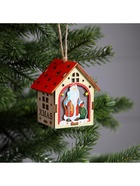 Ёлочная игрушка «Домик с Дедом Морозом», 8×7×6 см, 1 LED, от батареек, свечение тёплое белое - Фото 5