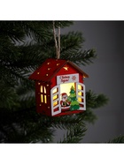 Ёлочная игрушка «Дед Мороз у ёлки», 8×7×6 см, 1 LED, от батареек, свечение тёплое белое - Фото 4