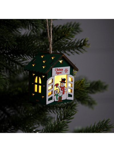 Ёлочная игрушка «Два снеговика», 8×7×6 см, 1 LED, от батареек, свечение тёплое белое