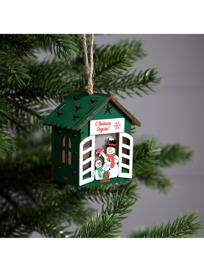 Ёлочная игрушка «Два снеговика», 8×7×6 см, 1 LED, от батареек, свечение тёплое белое