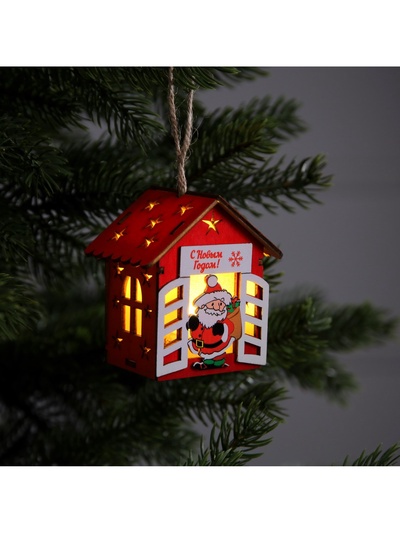Ёлочная игрушка «Дед Мороз с подарками», 8×7×6 см, 1 LED, от батареек, свечение тёплое белое