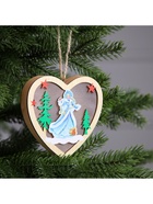 Ёлочная игрушка «Сердце со Снегурочкой», 11х2.5x10.5 см, 1 LED, от батареек, свечение тёплое белое - фото 6620702