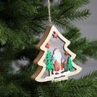 Ёлочная игрушка «Ёлочка с Дедом Морозом», 11х11х2.5 см, 1 LED, от батареек, свечение тёплое белое - Фото 2