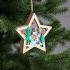 Ёлочная игрушка «Звезда со снеговиком», 12х12х2 см, 1 LED, от батареек, свечение тёплое белое - Фото 2