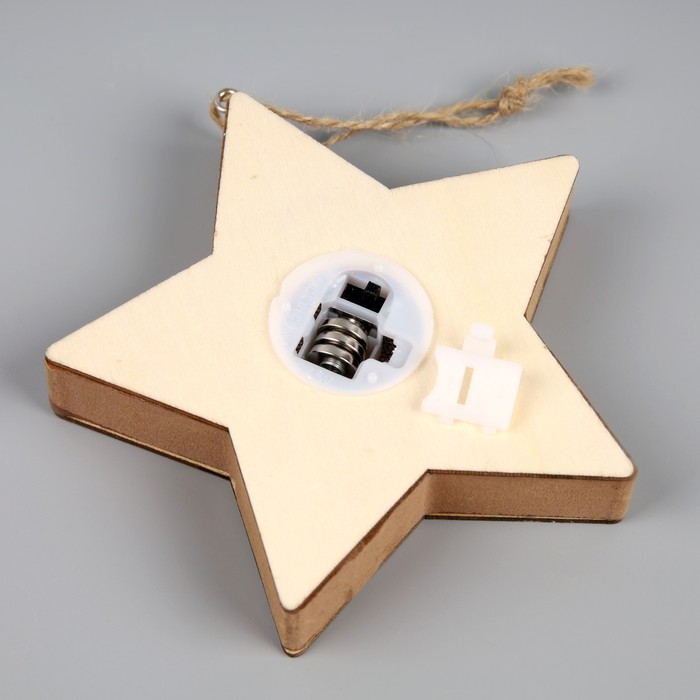 Ёлочная игрушка «Звезда со снеговиком», от батареек, свечение тёплое белое - фото 1909256825