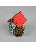 Ёлочная игрушка «Домик со Снегурочкой», 11×8.5×7.5 см, 1 LED, от батареек, свечение тёплое белое - Фото 7