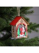 Ёлочная игрушка «Домик с Дедом Морозом», 11×8.5×7.5 см, 1 LED, от батареек, свечение тёплое белое - Фото 5